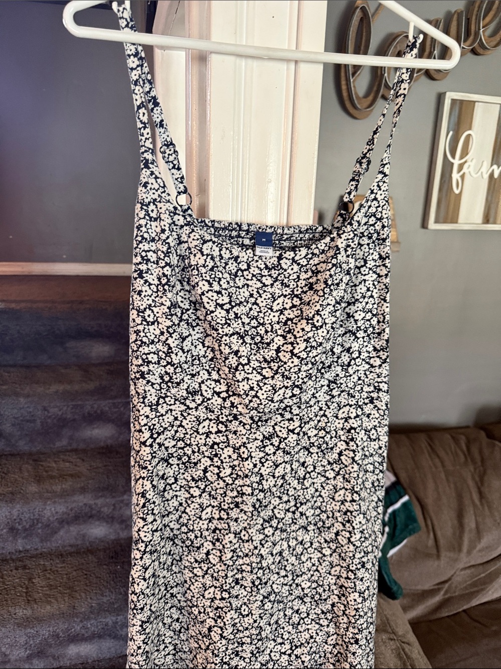 Old Navy Black and White Floral Slip Dress